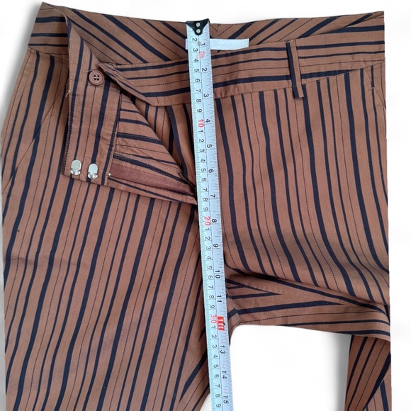 Les Copains Cropped Trousers Pants Brown Striped - EU 44 - Picture 3 of 10